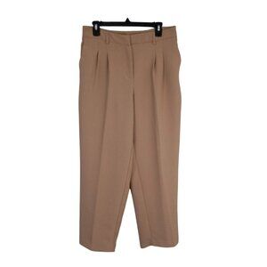 Joie Tan High-Waisted Pleated Trousers Size 10 Womens